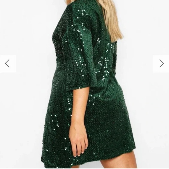 Boohoo Plus Sequin Twist Front Dress - Picture 3 of 5